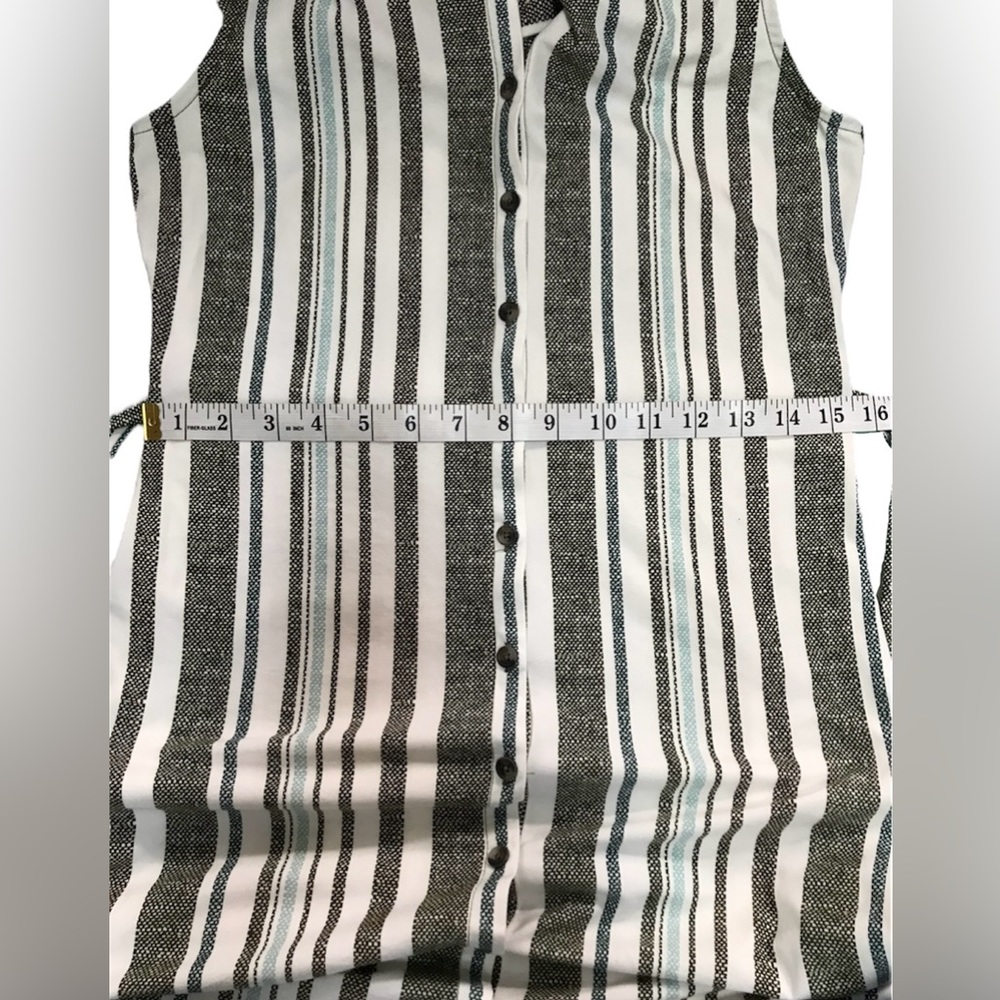 NWOT No Boundaries Striped Button Up Collar Belted Lace Cut Out Dress SizeM(7-9) - Picture 4 of 7
